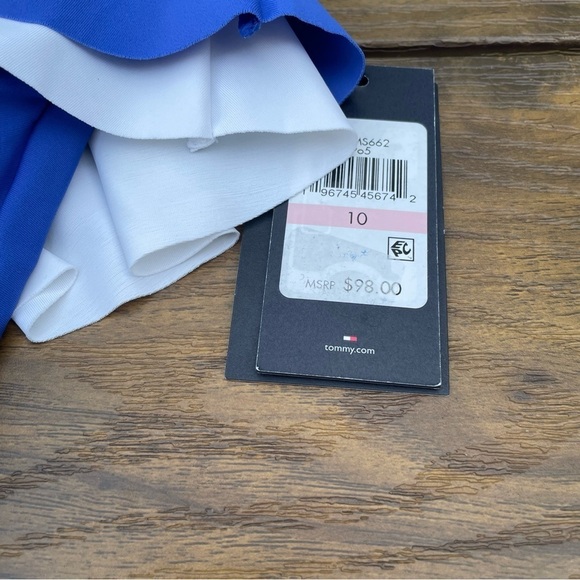 Tommy Hilfiger Flounce ruffle shoulder bathing suit one piece blue tummy 10 - Picture 7 of 10